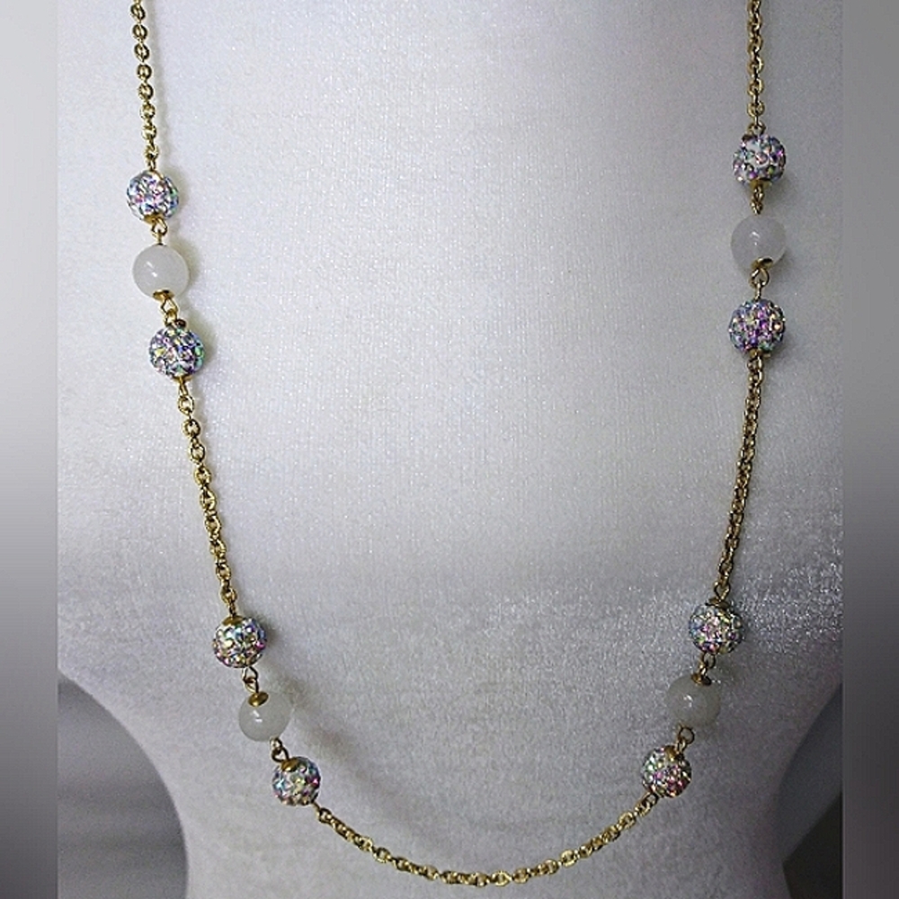 Monet gold tone chain and beaded necklace. 16" drop. Like new.